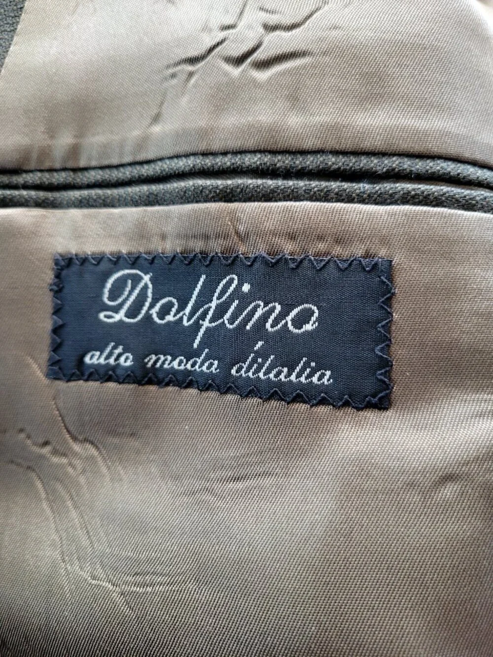 Vintage Dolfino Uomo Moda Italia Double Breasted Gray Blazer Jacket